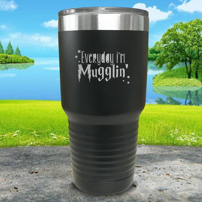 Everyday I'm Mugglin' Engraved Tumbler Tumbler ZLAZER 30oz Tumbler Black 