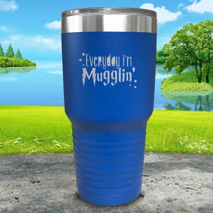 Everyday I'm Mugglin' Engraved Tumbler Tumbler ZLAZER 30oz Tumbler Blue 