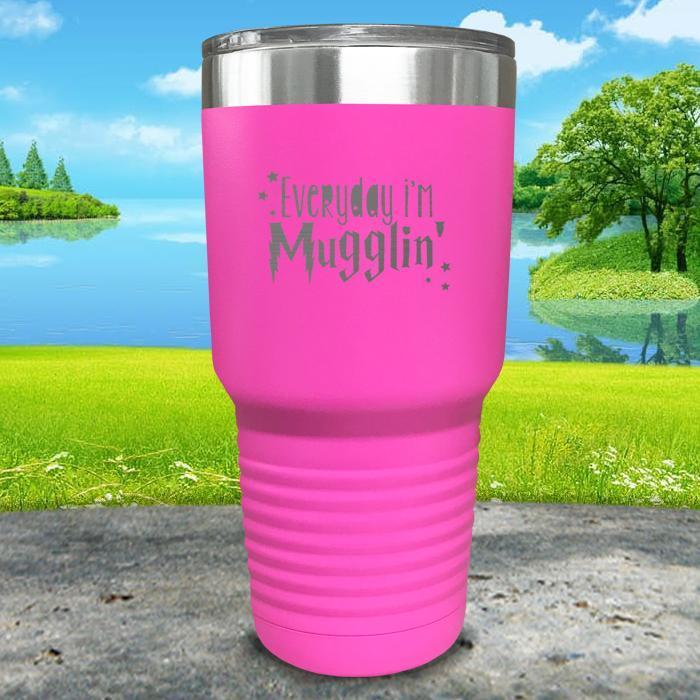 Everyday I'm Mugglin' Engraved Tumbler Tumbler ZLAZER 30oz Tumbler Pink 