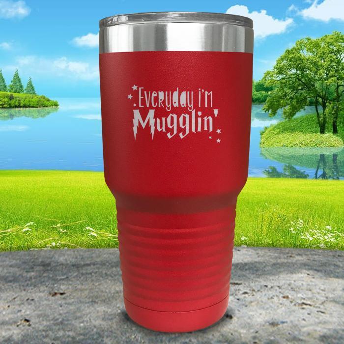 Everyday I'm Mugglin' Engraved Tumbler Tumbler ZLAZER 30oz Tumbler Red 