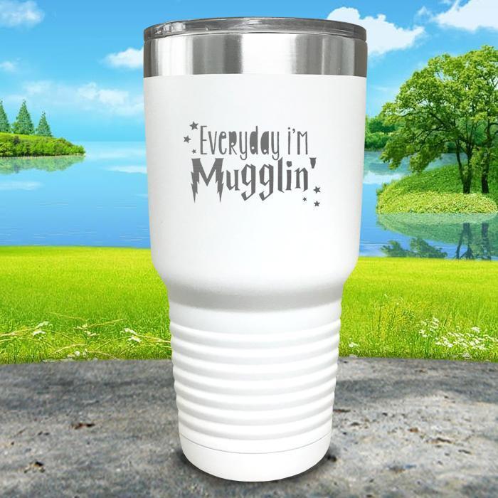 Everyday I'm Mugglin' Engraved Tumbler Tumbler ZLAZER 30oz Tumbler White 