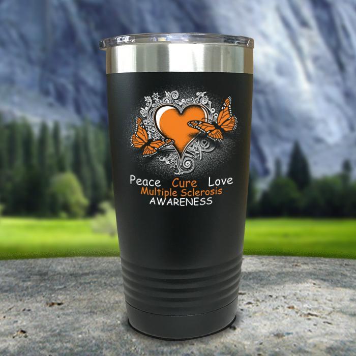 Multiple Sclerosis Awareness Color Printed Tumblers Tumbler ZLAZER 20oz Tumbler Black 