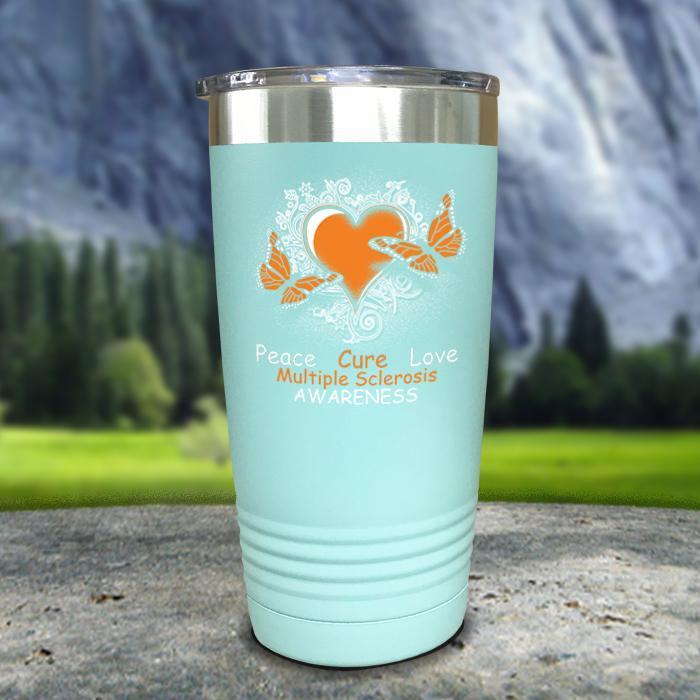 Multiple Sclerosis Awareness Color Printed Tumblers Tumbler ZLAZER 20oz Tumbler Mint 