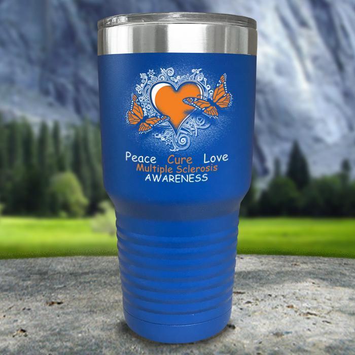 Multiple Sclerosis Awareness Color Printed Tumblers Tumbler ZLAZER 30oz Tumbler Blue 