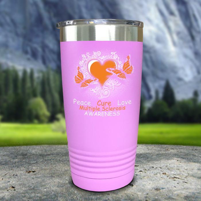 Multiple Sclerosis Awareness Color Printed Tumblers Tumbler ZLAZER 20oz Tumbler Lavender 