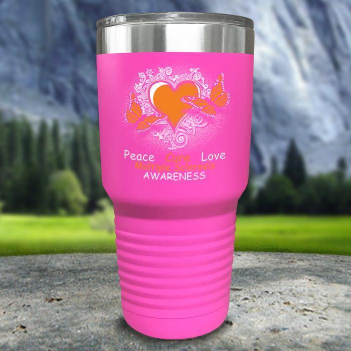 Multiple Sclerosis Awareness Color Printed Tumblers Tumbler ZLAZER 30oz Tumbler Pink 