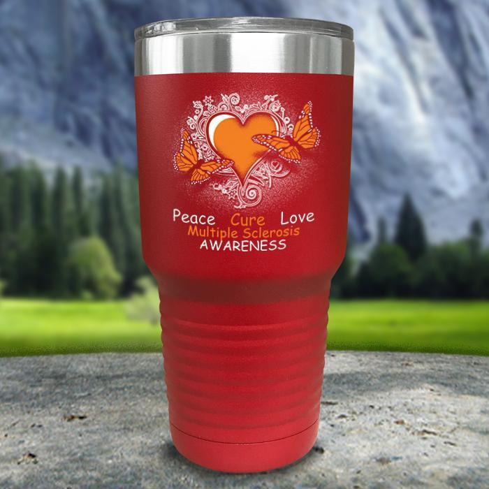 Multiple Sclerosis Awareness Color Printed Tumblers Tumbler ZLAZER 30oz Tumbler Red 