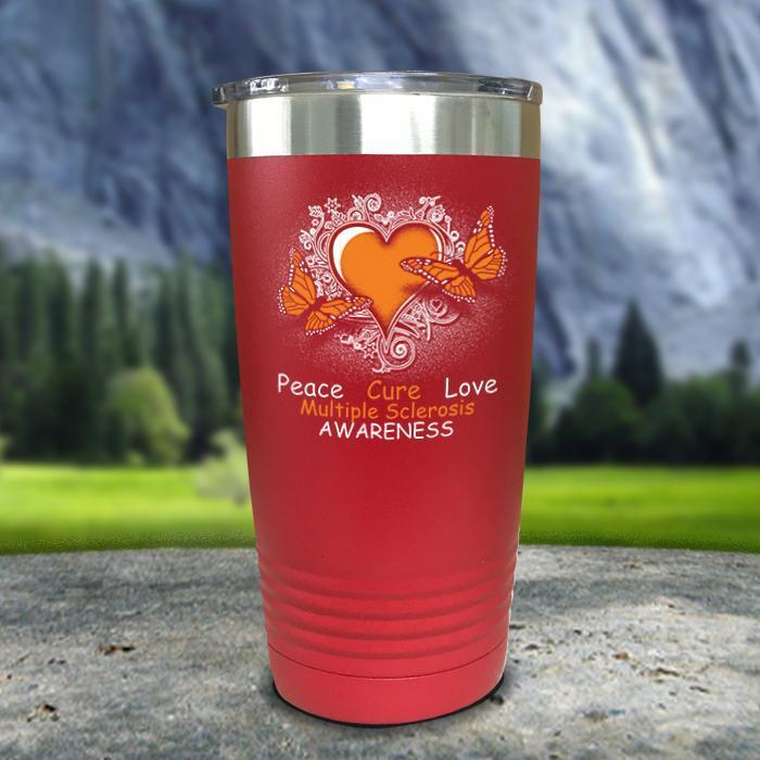 Multiple Sclerosis Awareness Color Printed Tumblers Tumbler ZLAZER 20oz Tumbler Red 