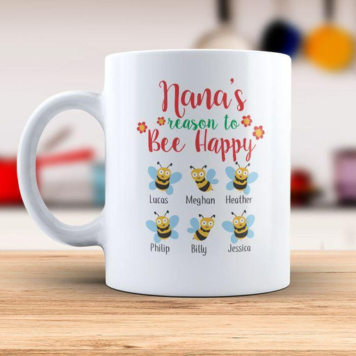 Grandparents Personalized Bee Happy Mug Mugs Lemons Are Blue 11oz Mug 