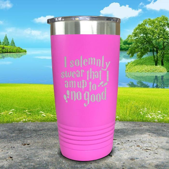 I Solemnly Swear I'm Up To No Good Engraved Tumbler Tumbler ZLAZER 20oz Tumbler Pink 