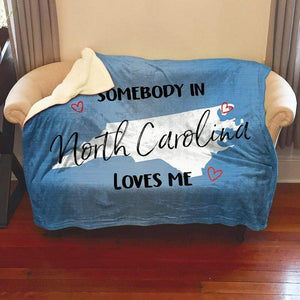 Somebody Loves Me (CUSTOM) Sherpa Blanket Blankets CustomCat North Carolina 