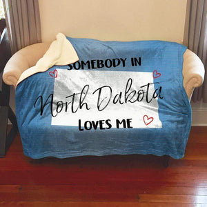 Somebody Loves Me (CUSTOM) Sherpa Blanket Blankets CustomCat North Dakota 