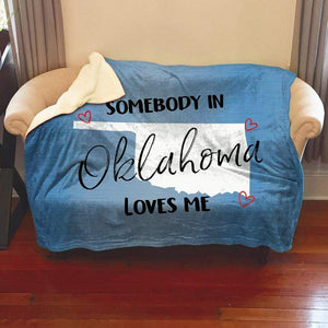 Somebody Loves Me (CUSTOM) Sherpa Blanket Blankets CustomCat Oklahoma 