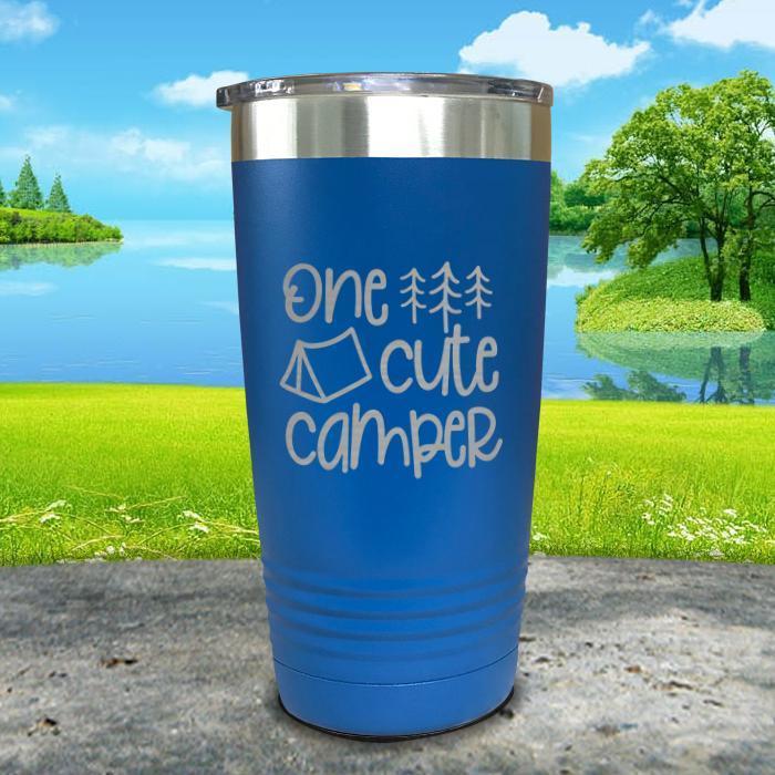 One Cute Camper Engraved Tumbler Tumbler Nocturnal Coatings 20oz Tumbler Blue 