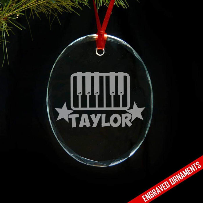 Piano CUSTOM Engraved Glass Ornament ZLAZER Oval Ornament 