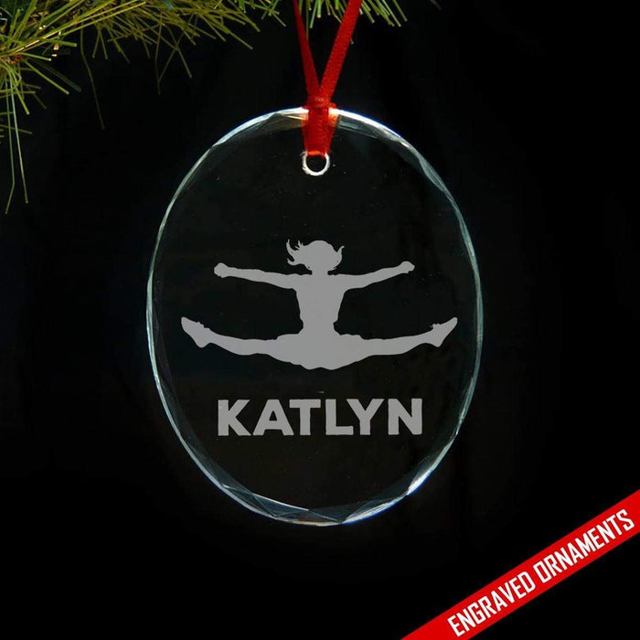 Cheerleader CUSTOM Engraved Glass Ornament ZLAZER Oval Ornament 