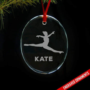Gymnast CUSTOM Engraved Glass Ornament ZLAZER Oval Ornament 