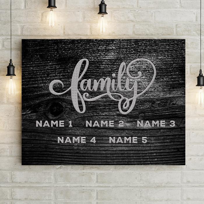 Personalized Family Wood & Love Premium Canvas-LemonsAreBlue