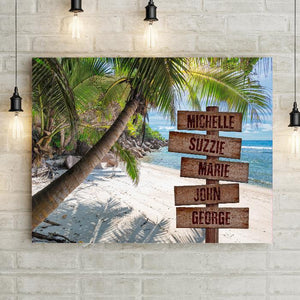 Personalized Palm Tree Beach Premium Canvas
