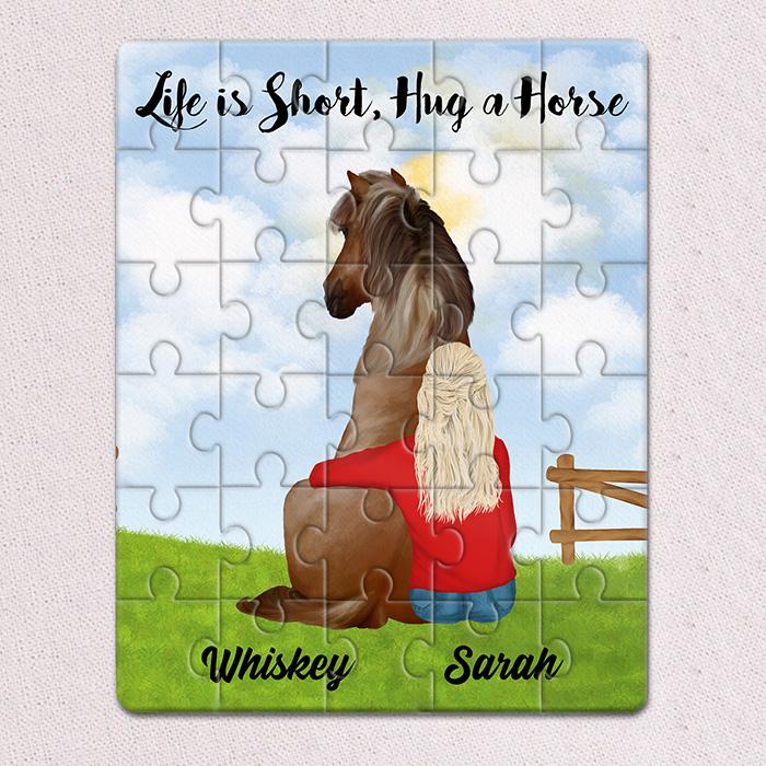 Personalized Girl With Horse Jigsaw Puzzles