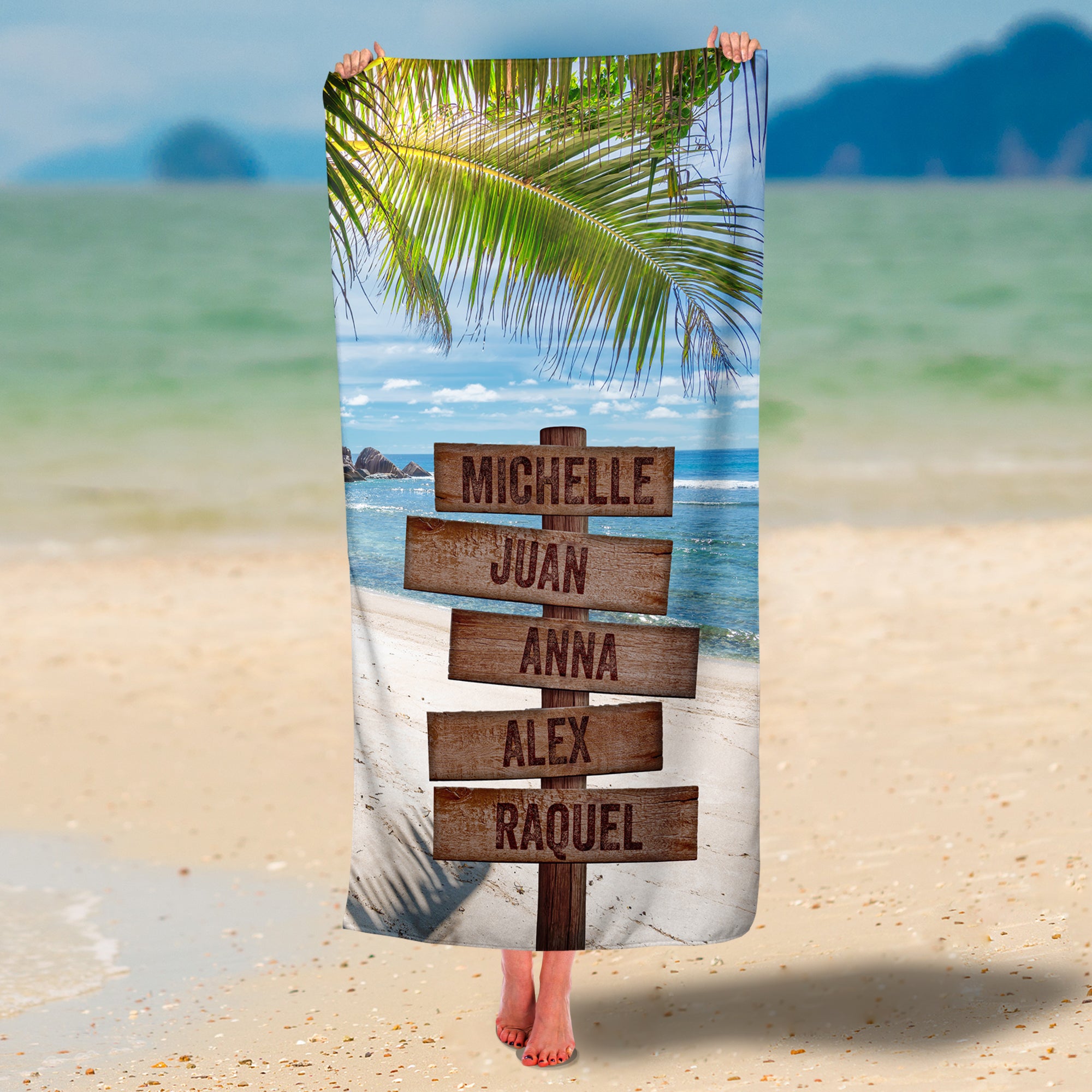 Personalized Palm Beach Tree Premium Beach/Pool Towel