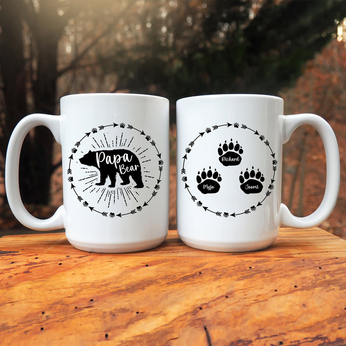 Papa Bear Paws Personalized Double Sided Mug