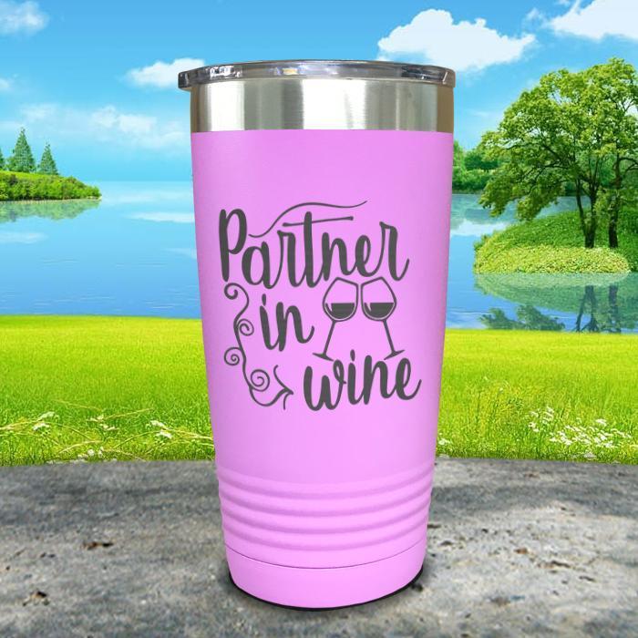 Partner In Wine Engraved Tumbler Tumbler ZLAZER 20oz Tumbler Lavender 