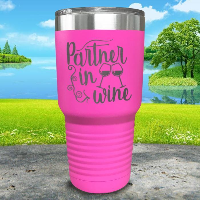 Partner In Wine Engraved Tumbler Tumbler ZLAZER 30oz Tumbler Pink 