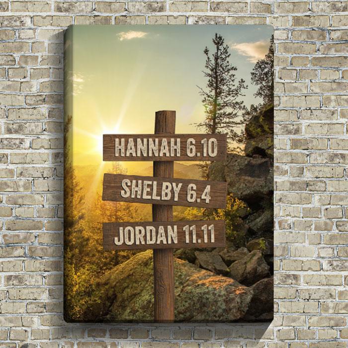 Personalized Multi Name Wood Sign with Custom Kid Names or Family Names. Live online preview allows live customization of up to 12 names, dates, or quotes. Best personalized wall art gift for mom to celebrate Mother's Day 2021.