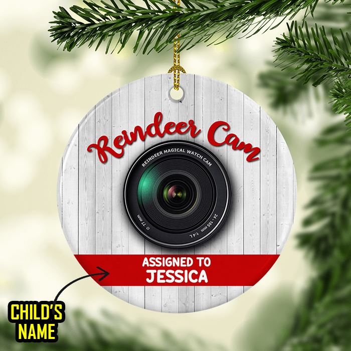 CUSTOM Santa & Reindeer Magical Camera Circle Ornaments