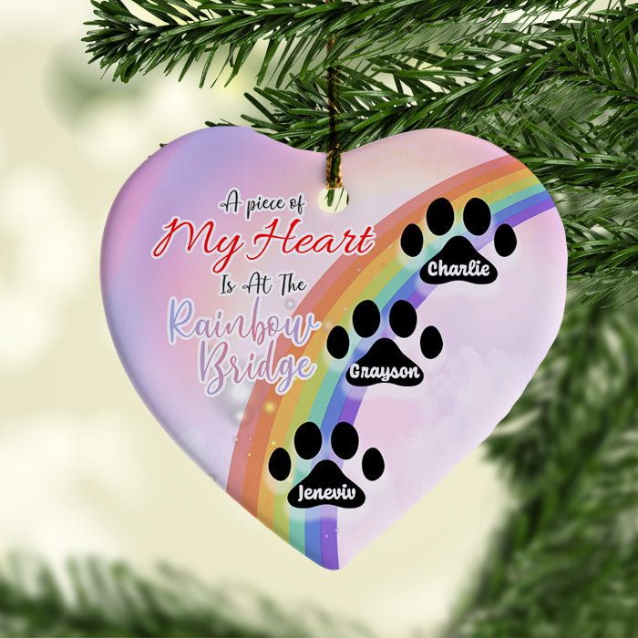 Rainbow Bridge Personalized Pet Heart Ornament