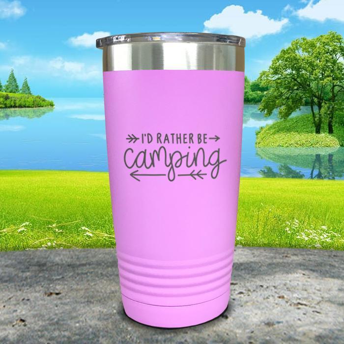 I'd Rather Be Camping Engraved Tumbler Tumbler Nocturnal Coatings 20oz Tumbler Lavender 