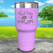 Red Lips and Wine Sips Engraved Tumbler Tumbler ZLAZER 30oz Tumbler Lavender 