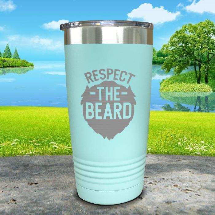 Respect The Beard Engraved Tumbler Tumbler Nocturnal Coatings 20oz Tumbler Mint 