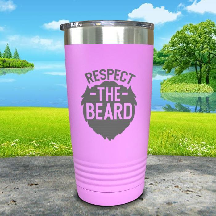 Respect The Beard Engraved Tumbler Tumbler Nocturnal Coatings 20oz Tumbler Lavender 