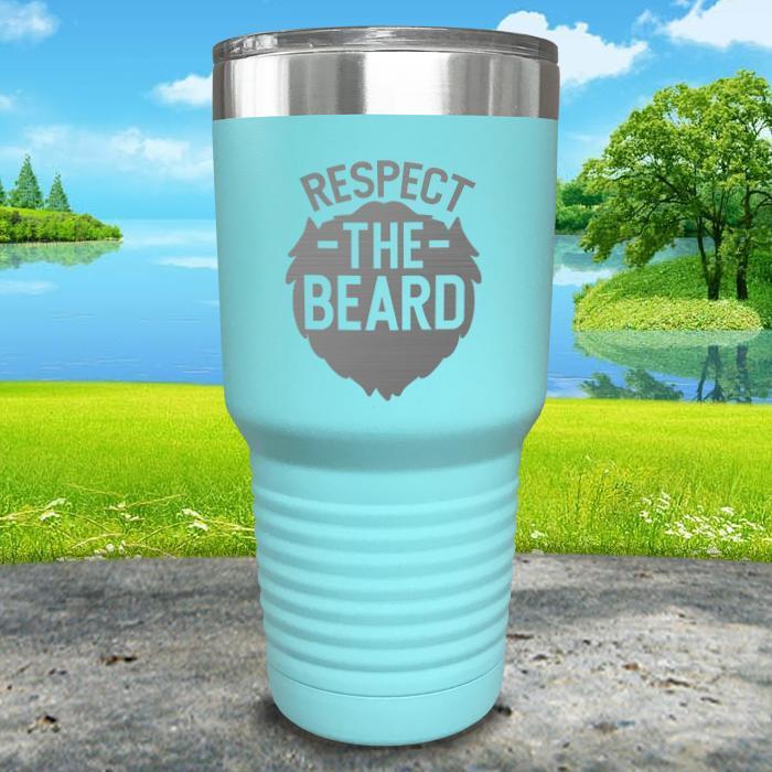 Respect The Beard Engraved Tumbler Tumbler Nocturnal Coatings 30oz Tumbler Mint 