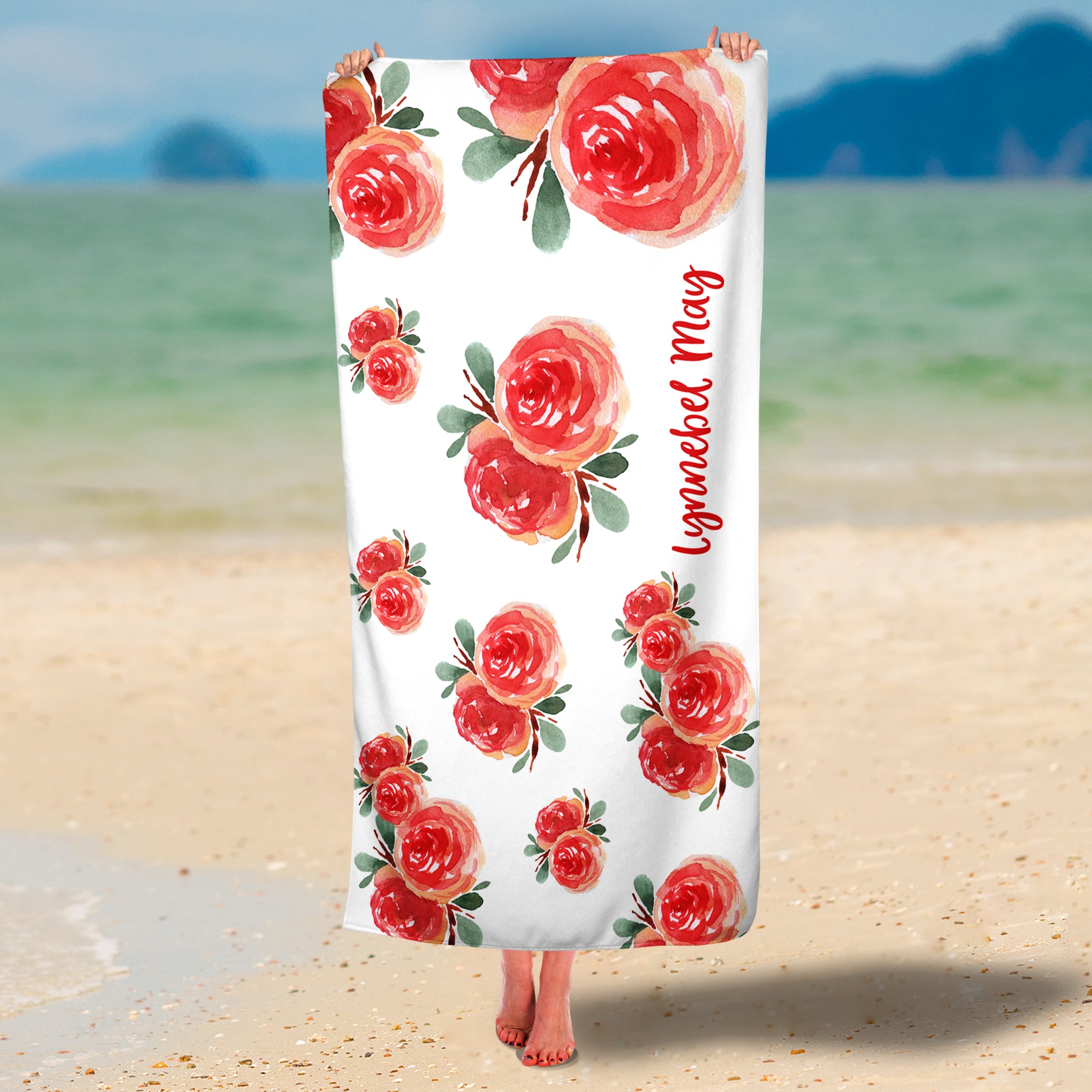 Personalized Roses Premium Beach/Pool Towel