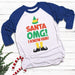 Santa I Know Him Raglan T-Shirts CustomCat White/Royal X-Small 