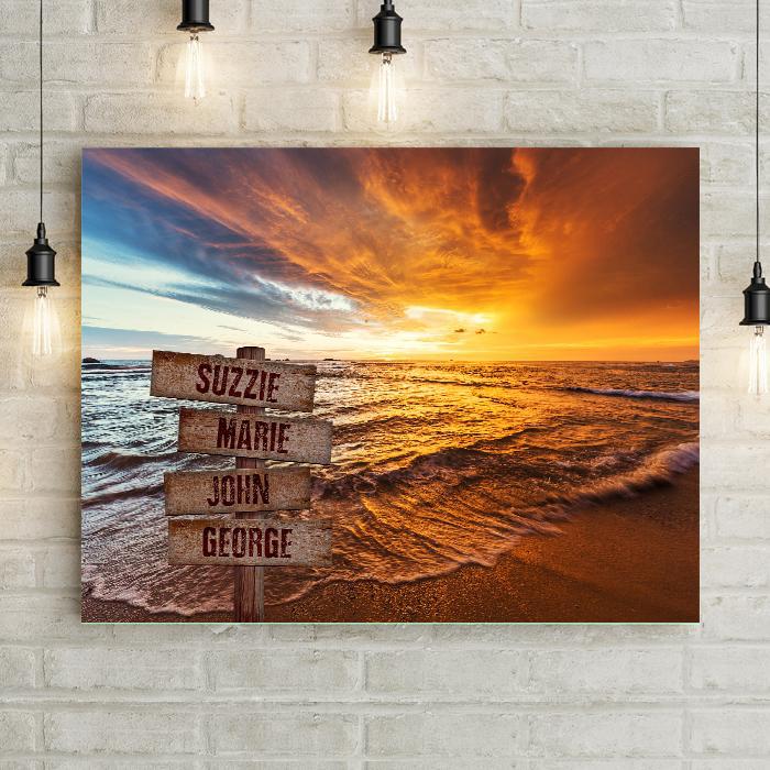 Personalized Sunset Shore Premium Canvas