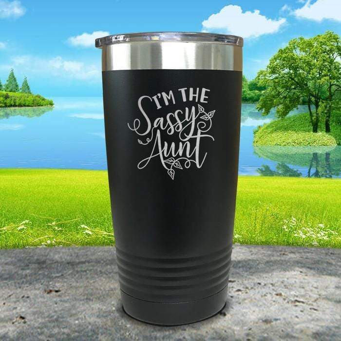 Sassy Aunt Engraved Tumbler Tumbler ZLAZER 20oz Tumbler Black 