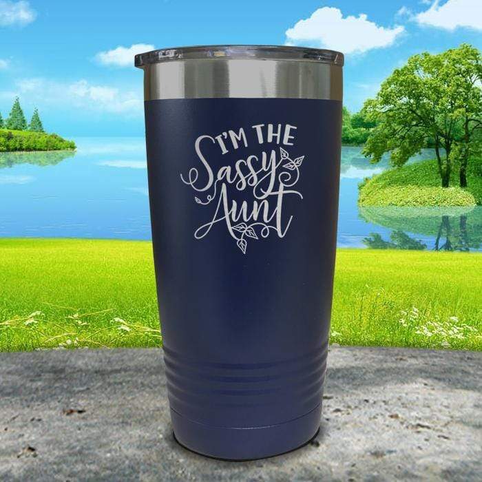 Sassy Aunt Engraved Tumbler Tumbler ZLAZER 20oz Tumbler Navy 