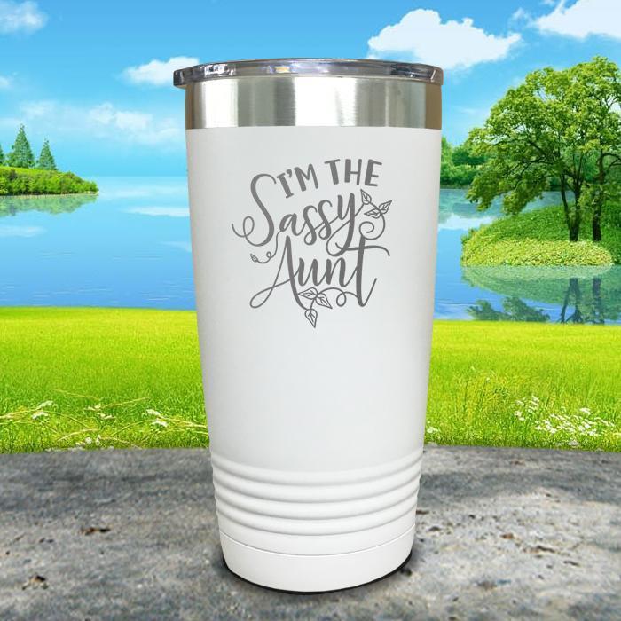 Sassy Aunt Engraved Tumbler Tumbler ZLAZER 20oz Tumbler White 