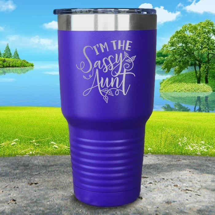 Sassy Aunt Engraved Tumbler Tumbler ZLAZER 30oz Tumbler Royal Purple 