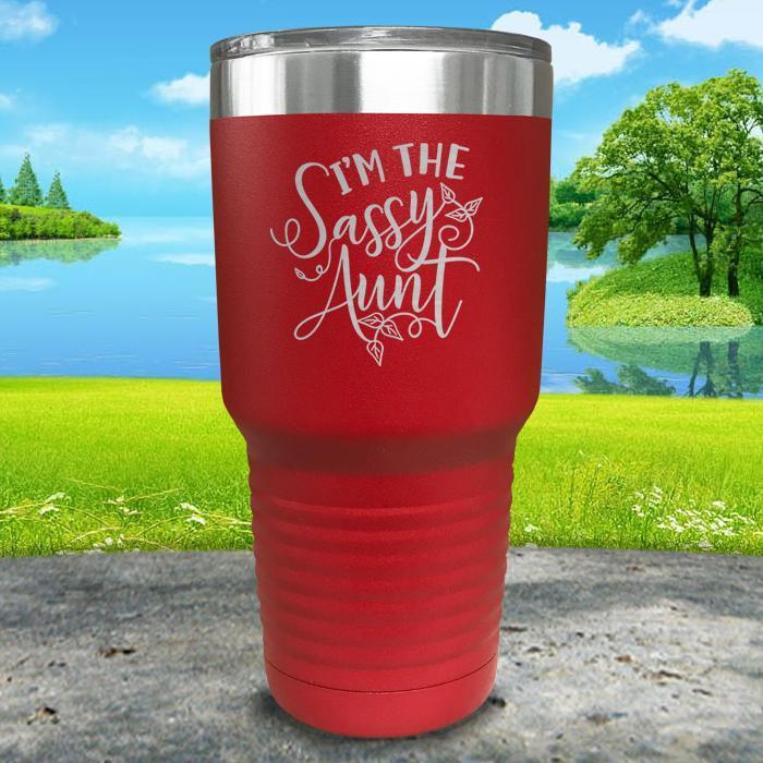 Sassy Aunt Engraved Tumbler Tumbler ZLAZER 30oz Tumbler Red 