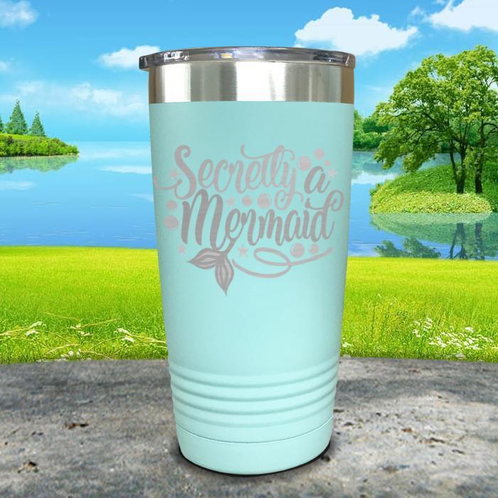 Secretly a Mermaid Engraved Tumbler Tumbler ZLAZER 20oz Tumbler Mint 