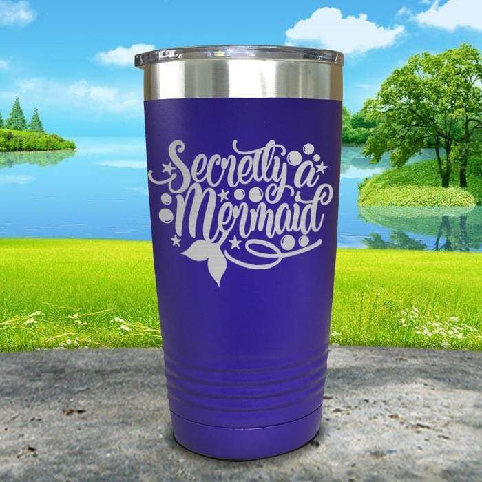 Secretly a Mermaid Engraved Tumbler Tumbler ZLAZER 20oz Tumbler Royal Purple 