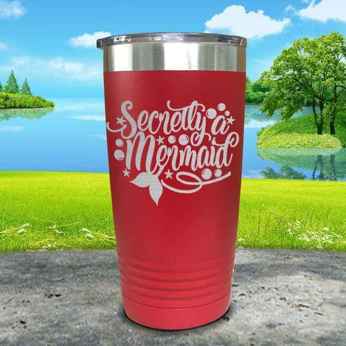 Secretly a Mermaid Engraved Tumbler Tumbler ZLAZER 20oz Tumbler Red 