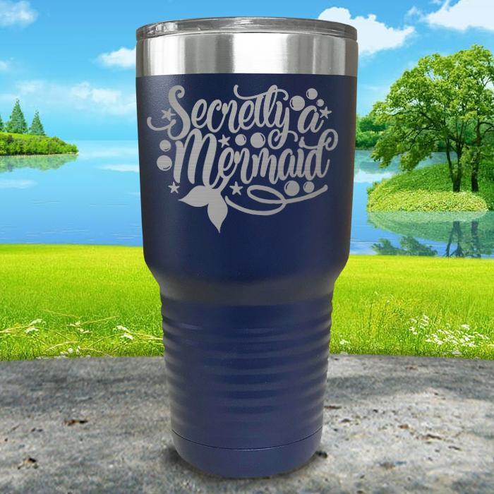 Secretly a Mermaid Engraved Tumbler Tumbler ZLAZER 30oz Tumbler Navy 