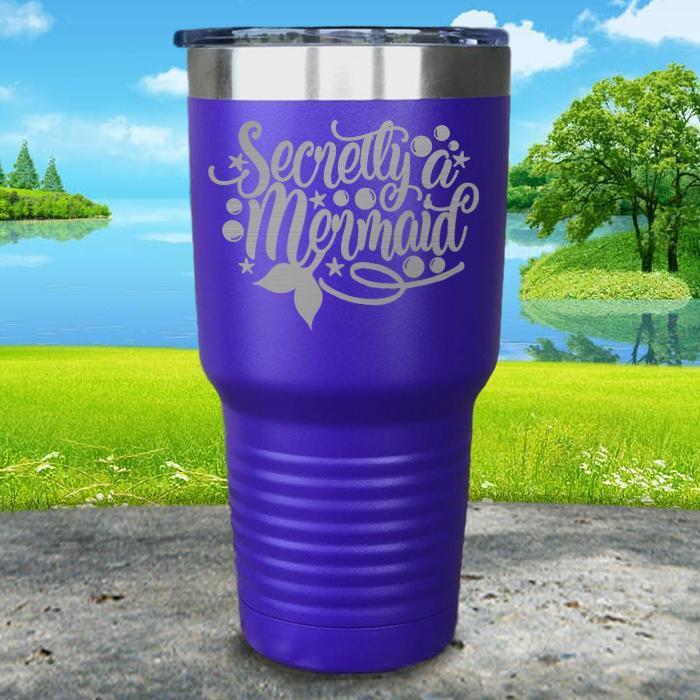 Secretly a Mermaid Engraved Tumbler Tumbler ZLAZER 30oz Tumbler Royal Purple 