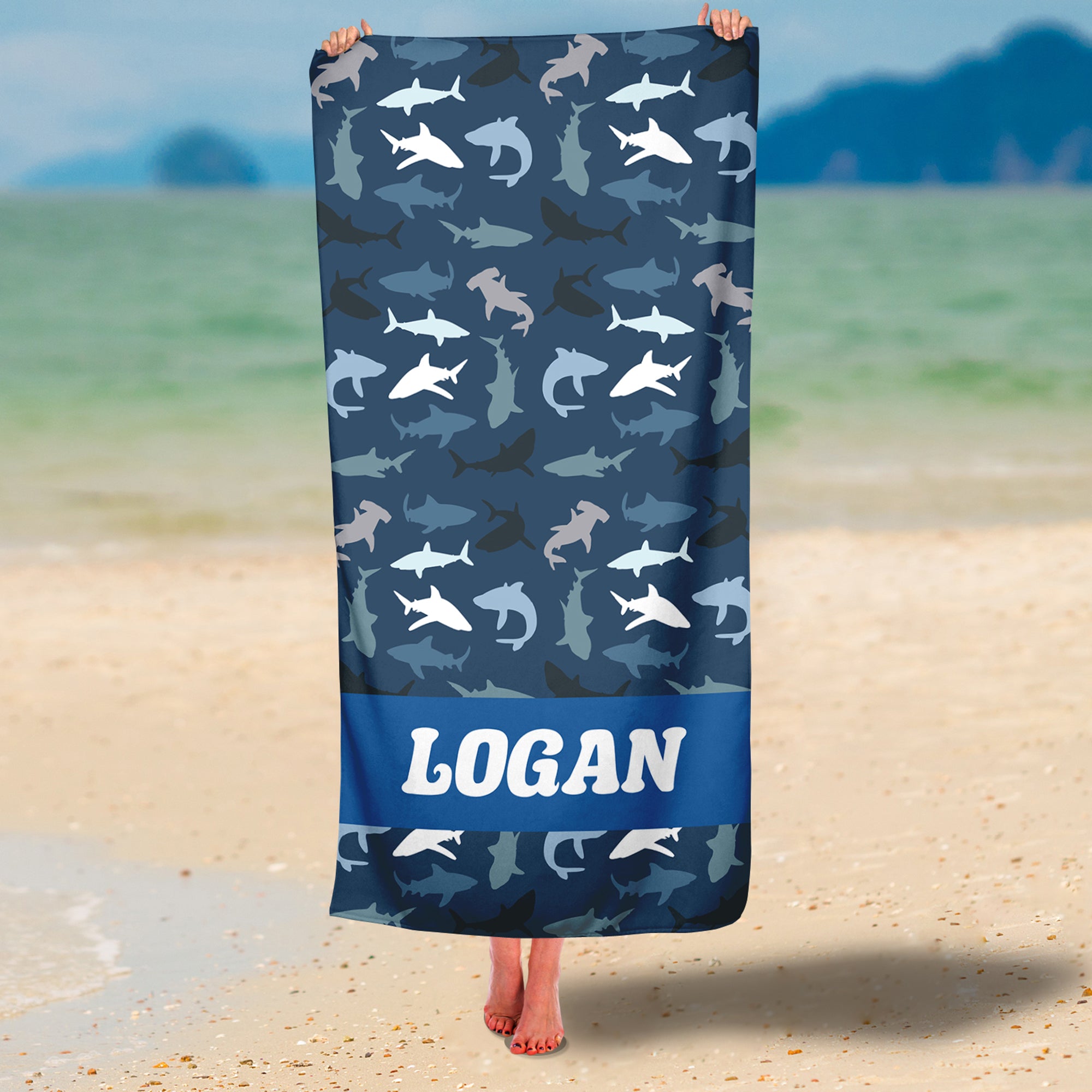 Personalized Shark Cloud Premium Beach/Pool Towel
